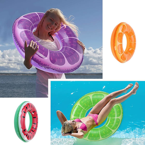 4 delar uppblåsbar fruktpool flytande simrörsring Uppblåsbar tub Rolig vattenleksak