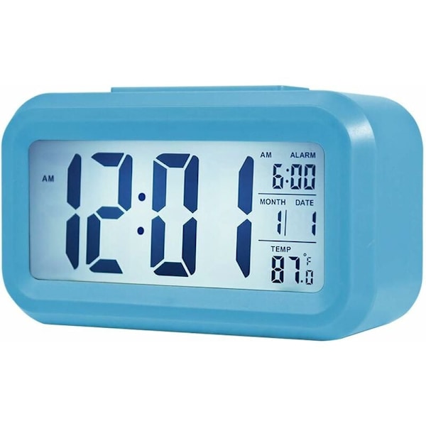 Reseväckarklocka - Digital klocka med stor LCD-skärm, blå bakgrundsbelysning, kalender, snooze-funktion och temperaturvisning - AC06 Grön
