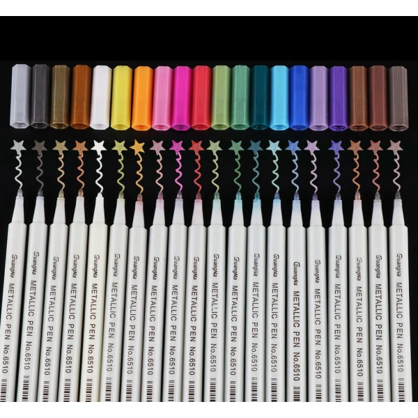 Permanent-Marker Metallic Marker Pens Set, Jul, 20 färger Metallic Pennor