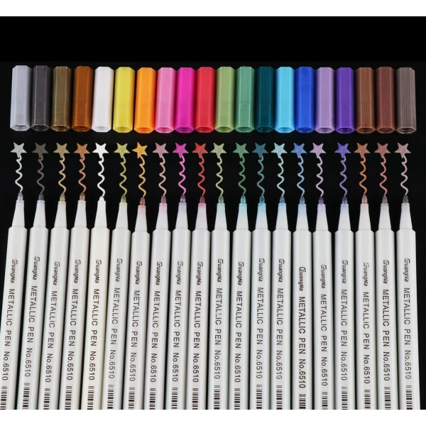 Permanent-Marker Metallic Marker Pens Set, Jul, 20 Färger Metallic Pens