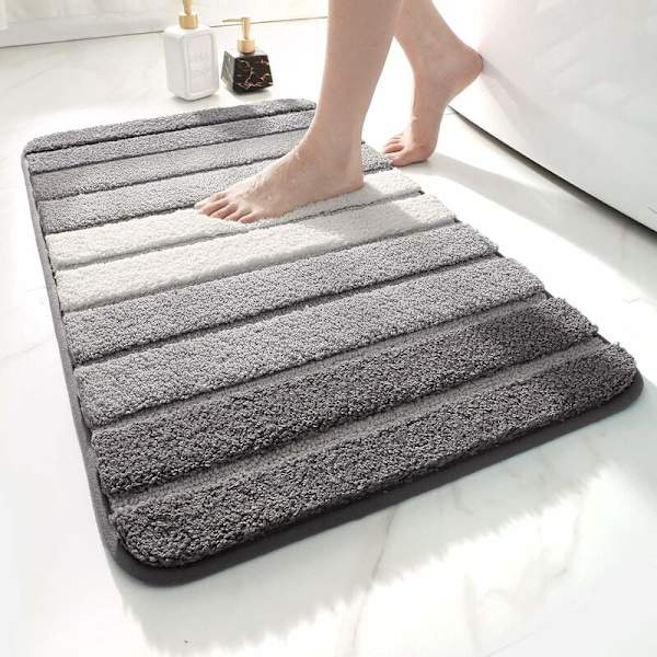 Bademåtte skridsikker bademåtte 40x60 cm maskinvaskbar blød absorberende bademåtte grå