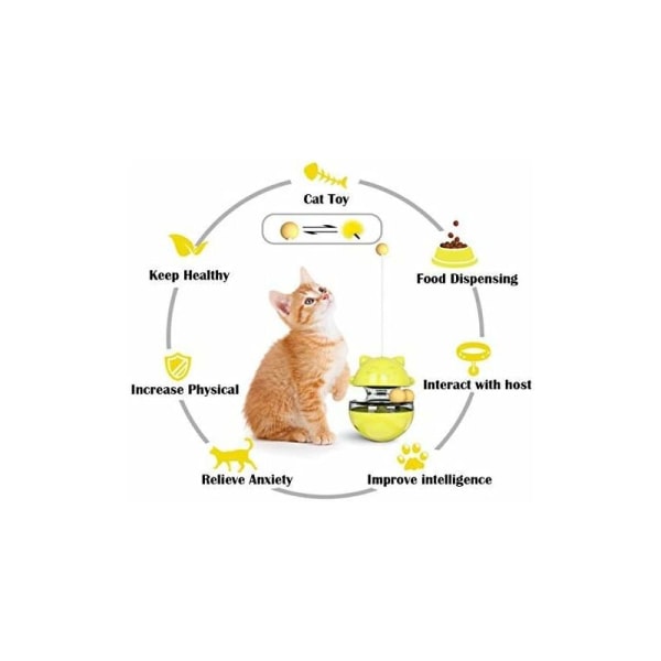 4 i 1 kattelegetøj, katte tumbler legetøj tumbler interaktiv kattebold med dobbelt bold med mad dispenser egnet til katteuddannelse træningsspil