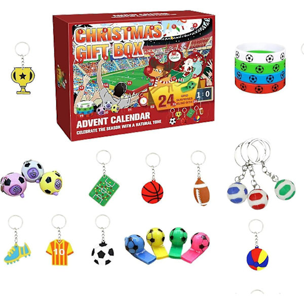 Fotbollsadventskalender 2022, 24-dagars presentförpackning för barn, fotbolls-VM-leksaker för jullov Toddler Pojkar Flickor Vuxna Present