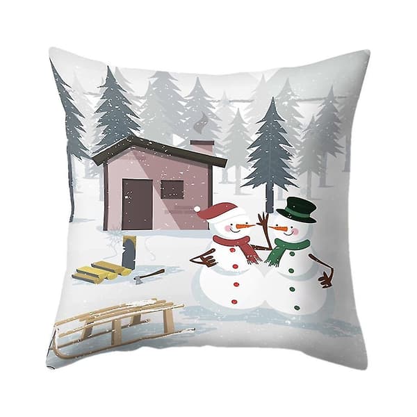 Jultryckt Kuddfodral Polyester Soffa Bil Kuddeöverdrag Heminredning 4st