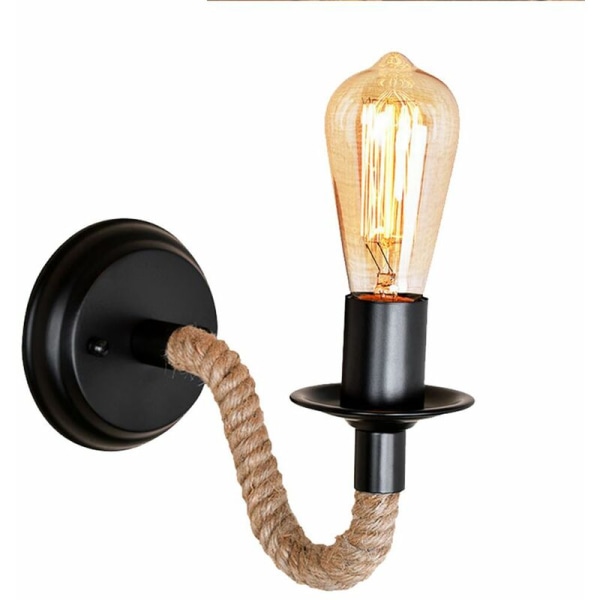 Vägglampa, vägg sänglampa, retro sovrum hängande lampa kreativ trappa pastoral mittgång järn konstgjord hamparepslampor (utan ljuskälla)