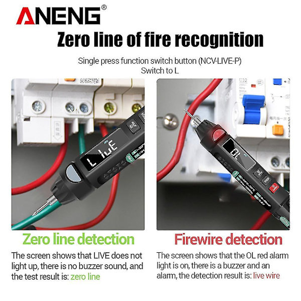 Aneng A3008 Digital 6000 Counts Intelligent Professional Multimeter Sensor Pen Tester Strömmätare
