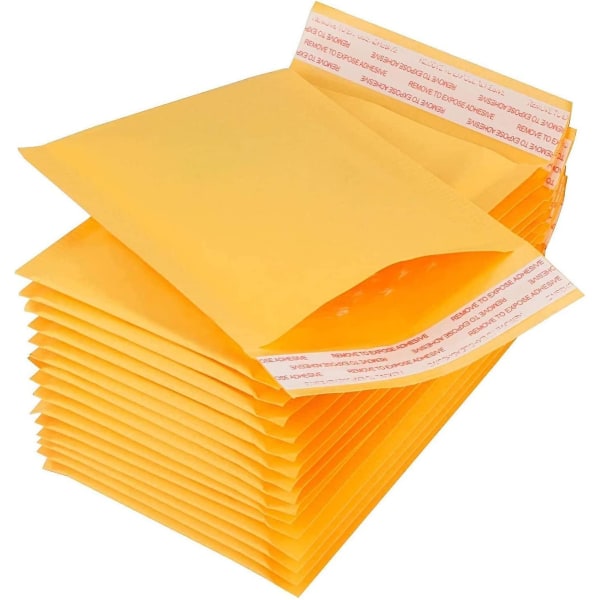 100 bubbelkuvert 4,7 x 7,7 tum/12 x 19,5 cm - Vadderade kuvert - Gul, Kraft
