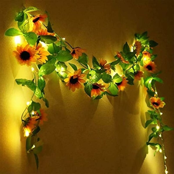 Konstgjorda växter rosor LED ljusslinga gröna blad murgröna hängande trädgård gård belysning 2m 20 LED (1st)