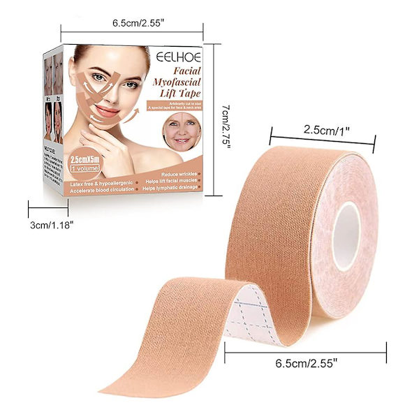 Ansiktslyftande tejp Hudstramning Hals Ansikte Anti-rynkor Remover Lifting Belt Bomull Vattentät Anti- Patch Sticker