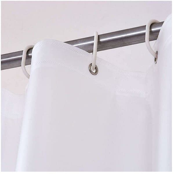 Duschdraperi Polyester Vattentätt Duschdraperi Vit 180 x 200 cm Tvättbart Textilduschdraperi