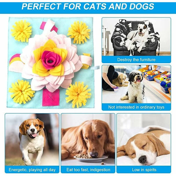 Sniffmatta för hundar, Triumph Dog Play Mat Interaktiv leksak Valp Sniffmatta Husdjursmatningsmatta Hundtränare Mattor för tryckavlastning Hjärnstimulering