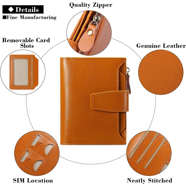 Plånbok, äkta läder, slimmad, damdagspresent (brun) brunt