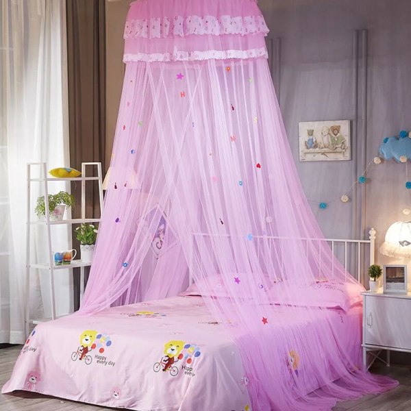 Myggnät sänghimmel tyll för barn baby barnrum prinsessa dubbelsäng, rosa