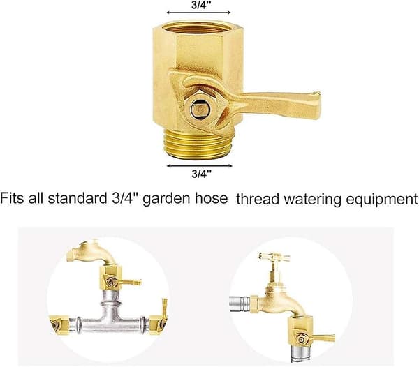 Kraftig 3/4\" mässingskulventil trädgårdsslanganslutning vattenflödeskontrollventil, 2-pack