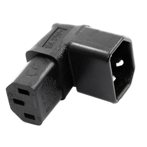 IEC hane C14 till uppåt vinklad IEC hona C13 strömkabeladapter
