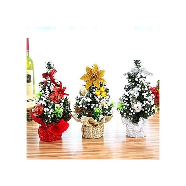 Miniatyr juletrepynt, 20 cm, mini kunstig sølv borddekorasjon, én størrelse.