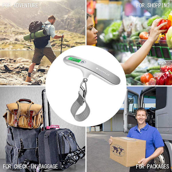 Elektronik Digital resevåg för hängande bagage, hög precision bärbar lätt handhållen resväska våg 110 Lb/ 50 kg