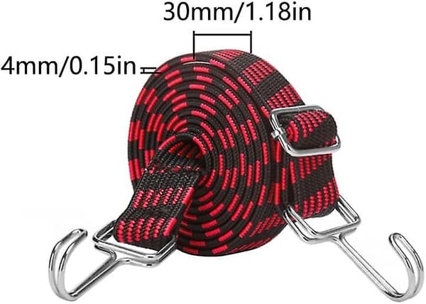 2-pack elastiska snören med krokar, justerbara elastiska remmar, kraftigt bagageelastiskt snöre (1m/3.3ft)