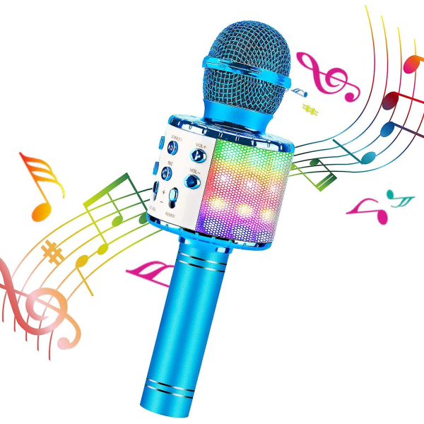 Karaoke Bluetooth mikrofon, 5-i-1 barn och vuxna inspelnings- och sångmikrofon (blå)