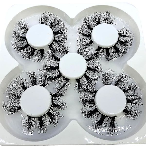 NYA 4 par 3D Mink Hår Falska Ögonfransar Criss-cross Wispy Cross Fluffy längd 25-30mm Fransar Förlängning Handgjorda Ögon Makeup Verktyg (N35)（80A）