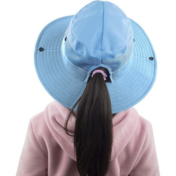 Børnepige Ponytail Sommer Solhat Bredbremmet UV Beskyttelse Spandhat