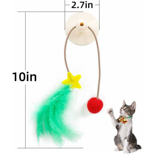 Fjäderkatt leksak Triumph interaktiv leksaksvand med sugkopp, boll och fjäder fönster katt leksak teaser för engagerande katt lek