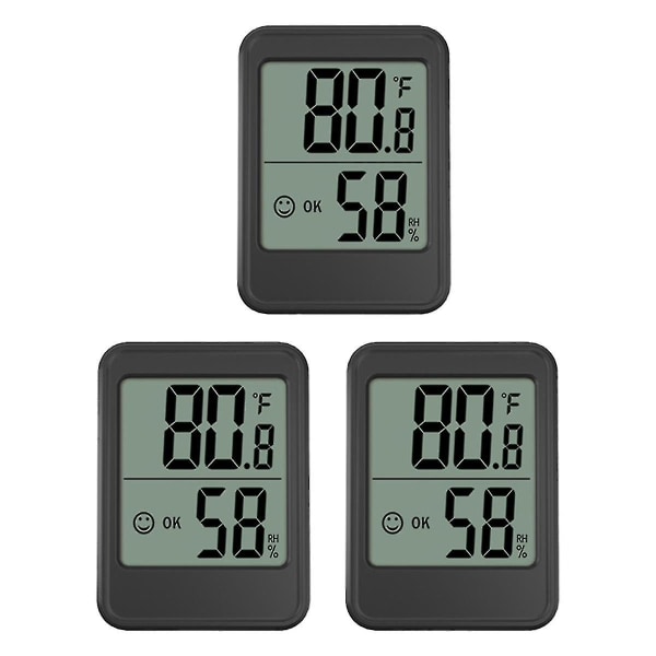3 st digital hygrometer inomhus hygrometer termometer, rumstermometer med temperatur- och fuktighetsmonitor