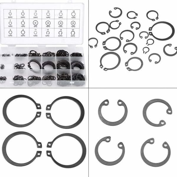 Pakke med 300 E-clips låseringe, sortiment af udvendige låseringe, C-clips, split-skiver, 2mm-32mm.