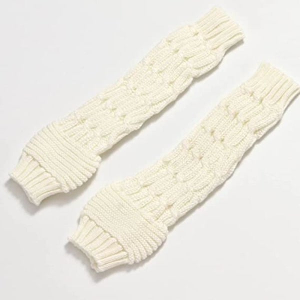 2 par stickade armskydd, varma stickade handskar för höst och vinter (lila + brun)