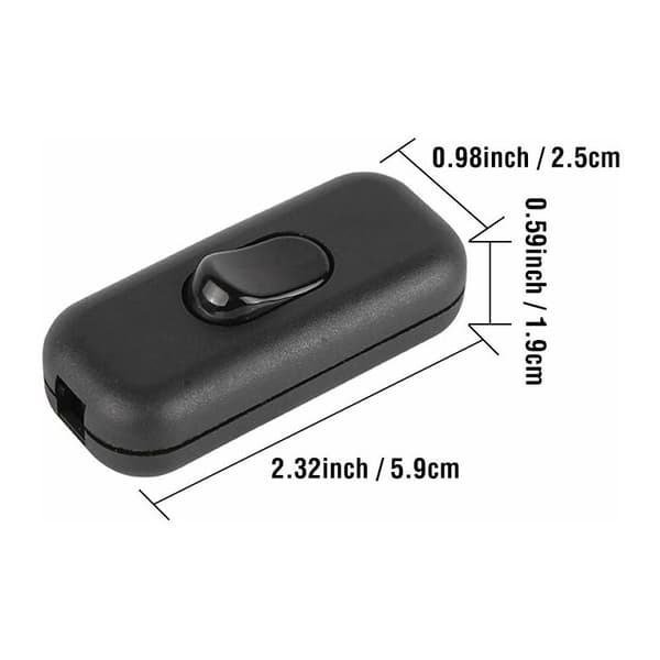 6 A to-polet afbryder, inline-kabelafbryder til små enheder eller lamper, sort - 4-pak
