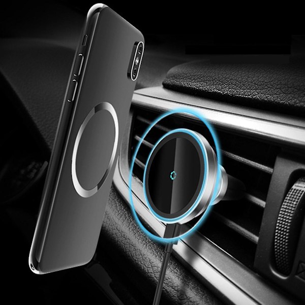 15W Magnetisk Trådlös Billaddare Hållare Ställ för Ios 8pin 12 Pro Max