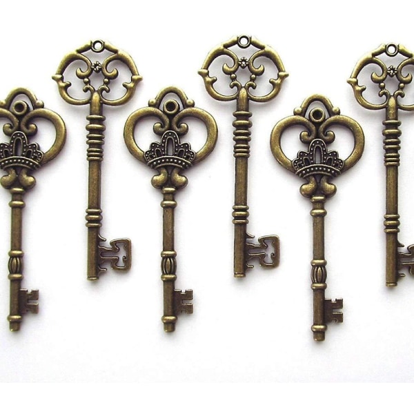 Blandat set med 20 extra stora skelettnycklar i antik brons - set med 20 nycklar (2 stilar) - 3 1/4" nycklarC