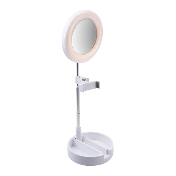 Rundt selfie-ringlys med justerbart stativ og telefonholder, 7 tommer foldbart LED-ringlys