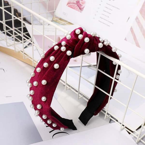 Hodebånd for kvinner - Perlehodeband - 1 stk. Tvinnet kunstig perlefløyelshodeband Elegant Bling Hårklipp Hårnåler Hodeplagg Barrette Stylingverktøy Tilbehør