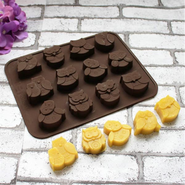 Choklad, cupcakes, muffins, pudding silikon bakformar - Djurserie (uggla)