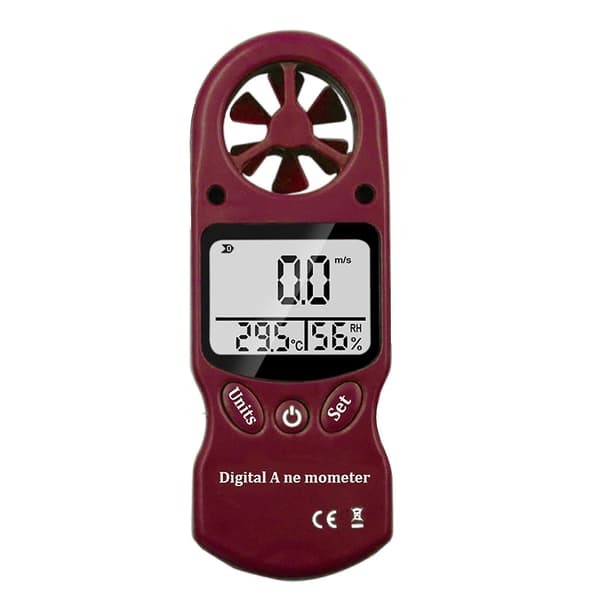 Digital Anemometer Termometer Mini Lcd Vindhastighetsmätare Lufthastighetsmätare Yo (Röd)