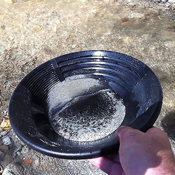 Svart plastguldpanna, guldpanna för guldvaskning, grävmaskin för alluvial guldvaskning, manuell guldvaskning, guldpannafabrik