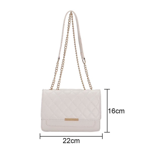 Liten Quiltad Crossbody-väska för kvinnor Quiltad axelväska Handväska med kedjerem Vit