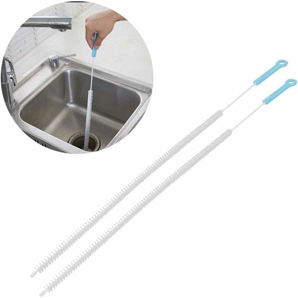 Flexibel avloppsrengöringsborste 28" igensatt avloppsrengöring Diskbänk igensatt avloppsrengöring Hårborste Gadget Tool 2-pack (blå, 28")