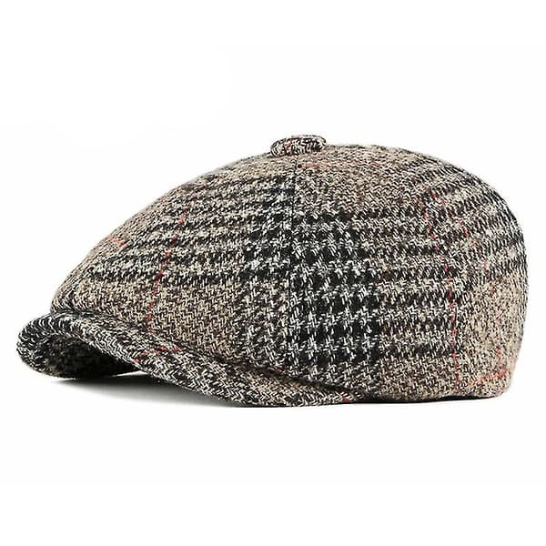 Vinterfedorahattar Ullbasker Unisex Retro Keps Åttakantig Hatt Stickad Varm Keps