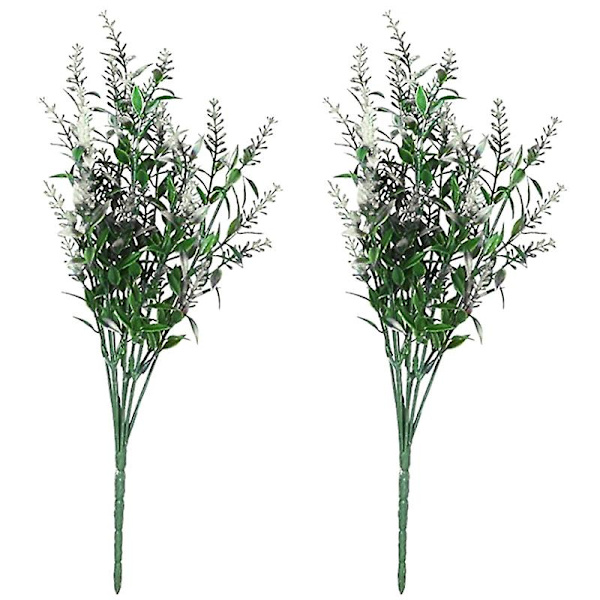 2 st konstgjorda blommor levande naturliga charmiga 5 gafflar plast lavendel konstgjord blomma för bröllop (vit)
