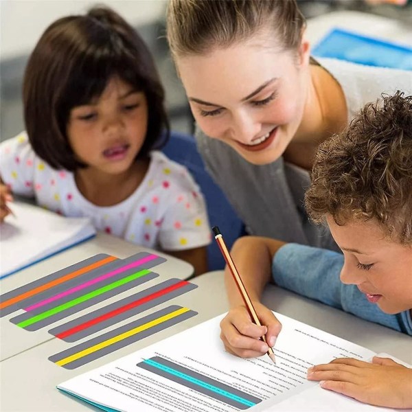 Dyslexi-guidad läsremsa, dyslexi-läslinjal, dyslektisk färgad markering, läslinjal, läsremsa, färgad markering, läsguide