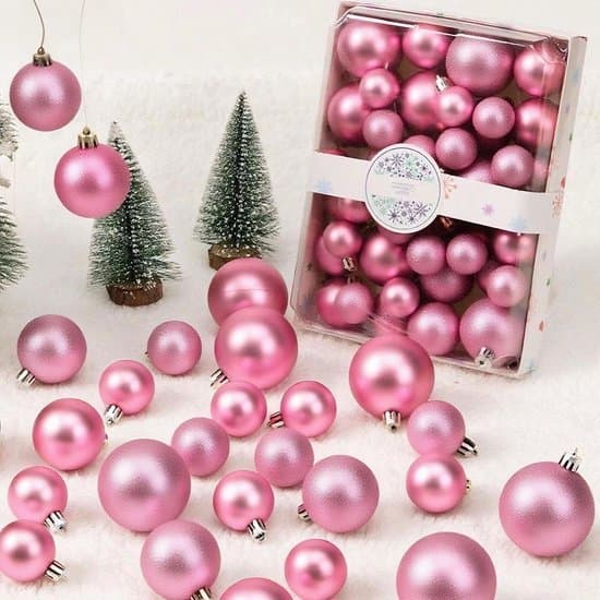 42 stk juletrekuler - flere størrelser og utseender - 3 cm - 4 cm - 5 cm - blanke kuler og glitterkuler egnet for juletredekorasjon Gebroken wit XXS