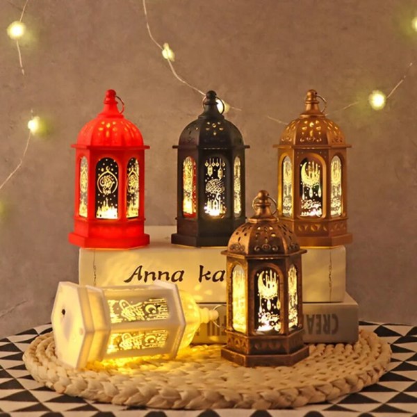 Ramadan dekorativ lampa, Eid Mubarak lykta månstjärnedekoration, Ramadan dekoration Muslimsk festival dekorativ, guld