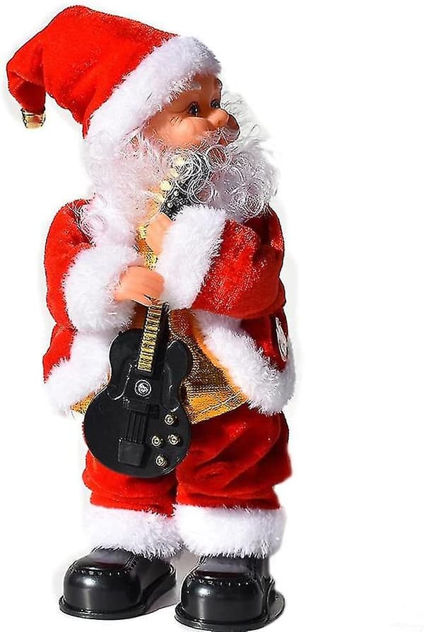 Elektrisk jultomte leksak höftskakande dansande jultomte dockor barn present gitarr