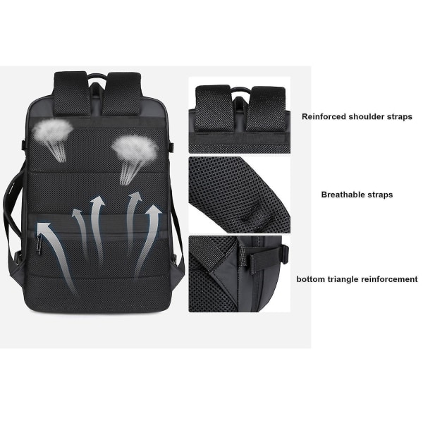Affärsdatorryggsäck för män Bärbar ryggsäck med dubbla ändamål Stor kapacitet Expansion Pendling Vattentät multifunktionell ryggsäck