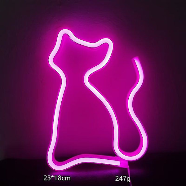 Led katt neon skyltar lampor väggdekor, batteri eller USB-driven för rum, väggdekor bord