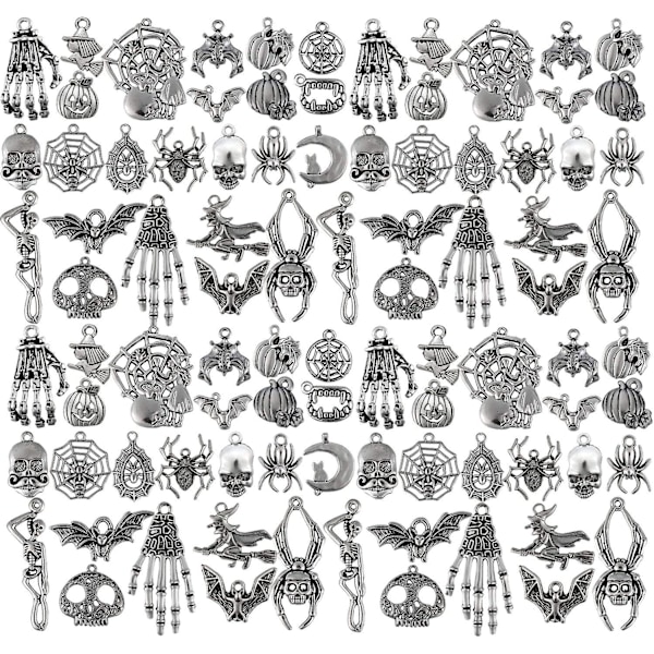 80 bitar Halloween hänge Antik Silver Halloween smycken gör DIY Halsband Armband Tillbehör