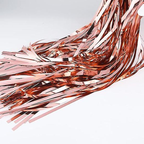 2 st roséguld foliegardiner 1x2,5m laserglitter fransgardin streamer bakgrundsdekorationer