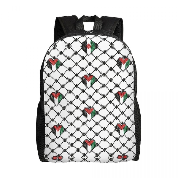 Palestine Flag Backpack School College Studentväska Lämplig för 16-tums bärbar dator Palestine Hatta Kufiya Pattern Reseryggsäck